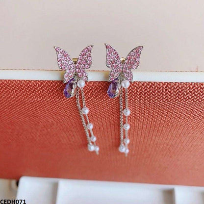 CEDH071 LSH Butterfly Drop Earrings Pair - CEDH