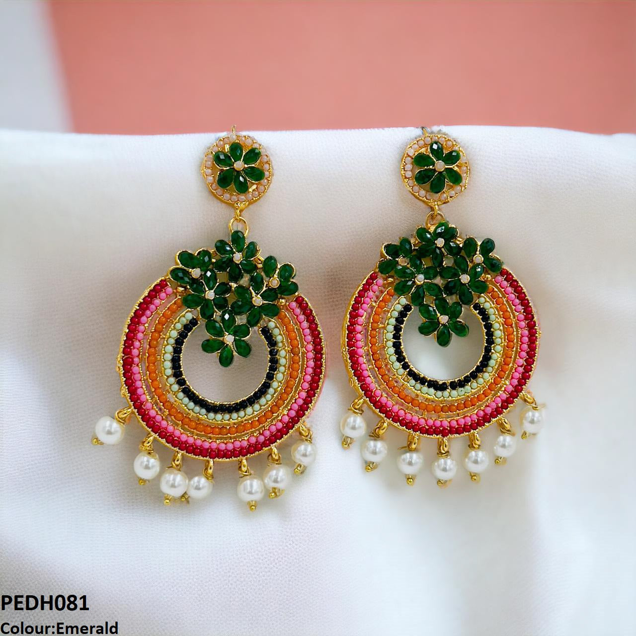 PEDH081 FRN Rainbow Pearl Drop Earrings- PEDH