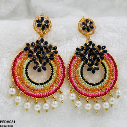 PEDH081 FRN Rainbow Pearl Drop Earrings- PEDH