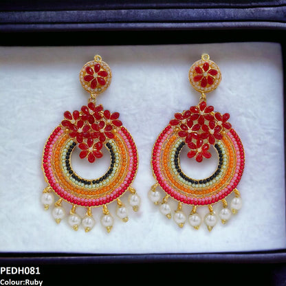 PEDH081 FRN Rainbow Pearl Drop Earrings- PEDH