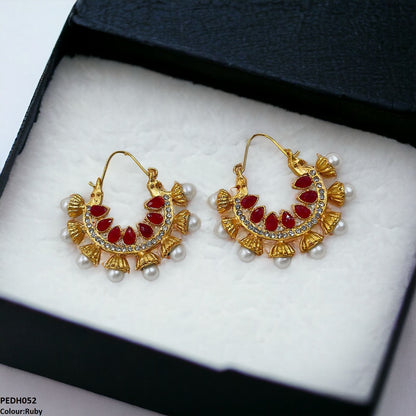 PEDH052 FRN Pear Temple Ear Hoops Pair - PEDH