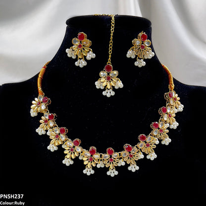 PNSH237 SDQ Tear/Flower Necklace Set - PNSH