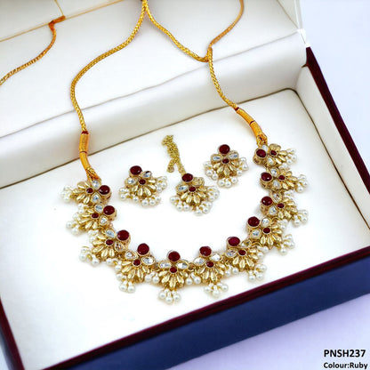 PNSH237 SDQ Tear/Flower Necklace Set - PNSH