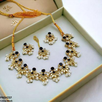 PNSH237 SDQ Tear/Flower Necklace Set - PNSH