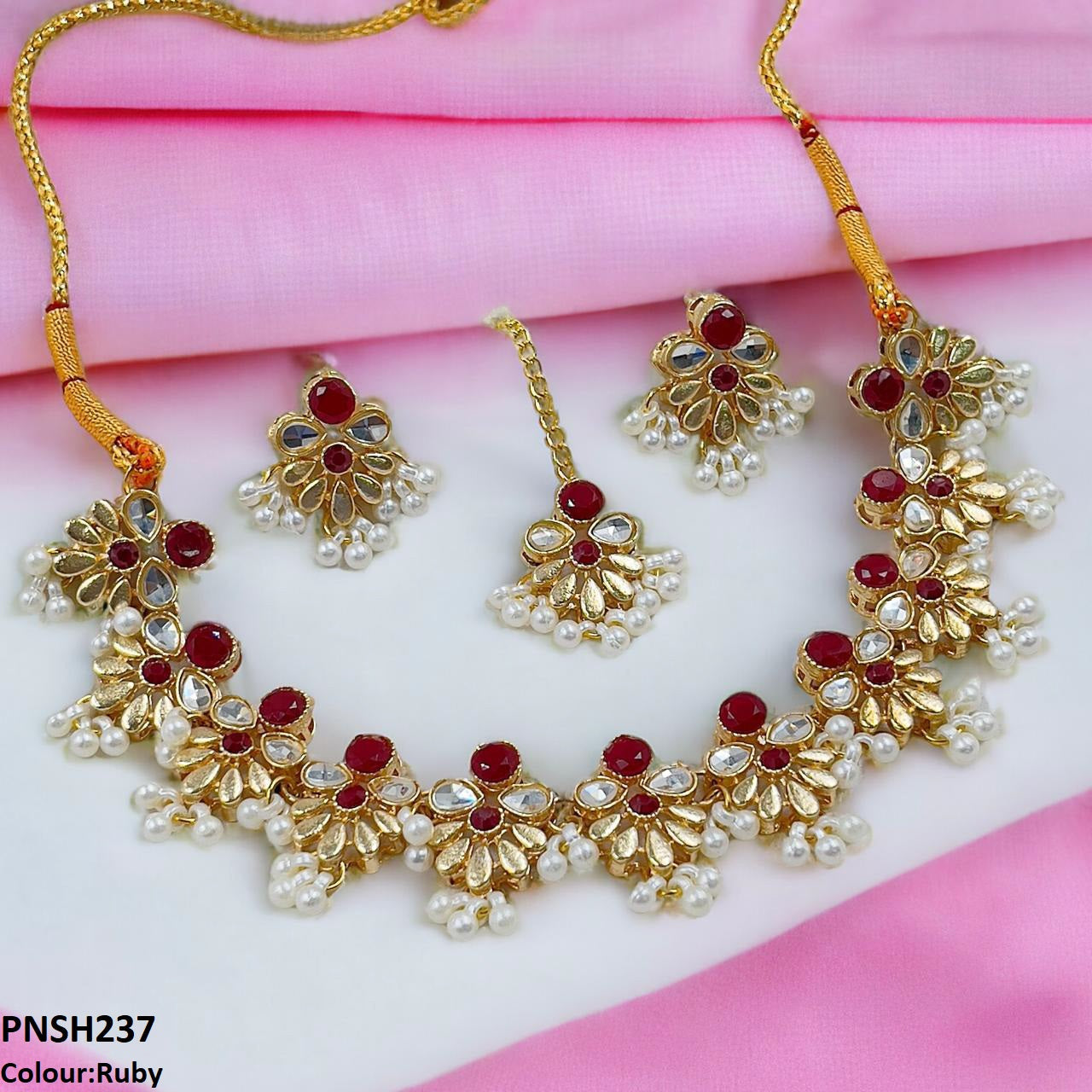PNSH237 SDQ Tear/Flower Necklace Set - PNSH