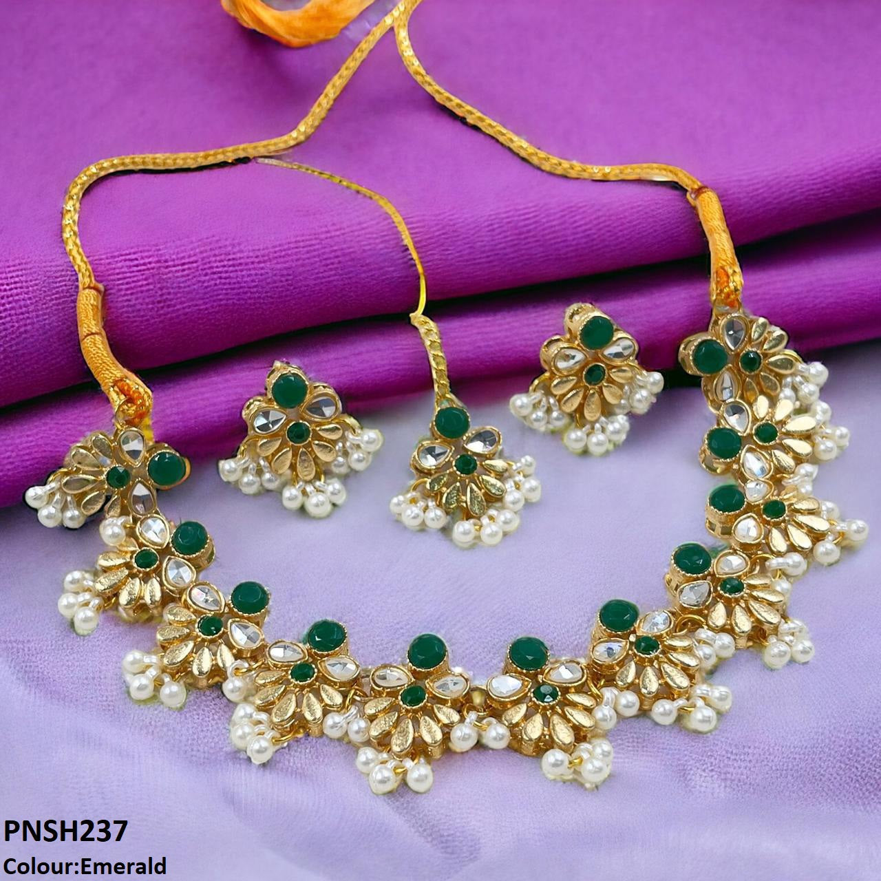 PNSH237 SDQ Tear/Flower Necklace Set - PNSH