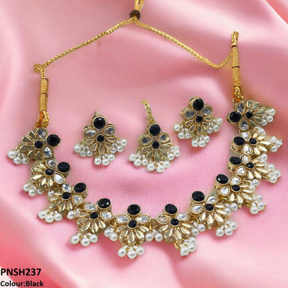 PNSH237 SDQ Tear/Flower Necklace Set - PNSH