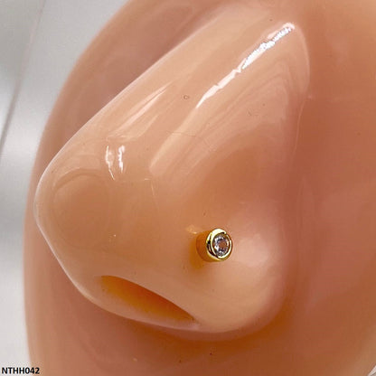 NTHH042 XYL Round  Stone Nose Pin - NTHH