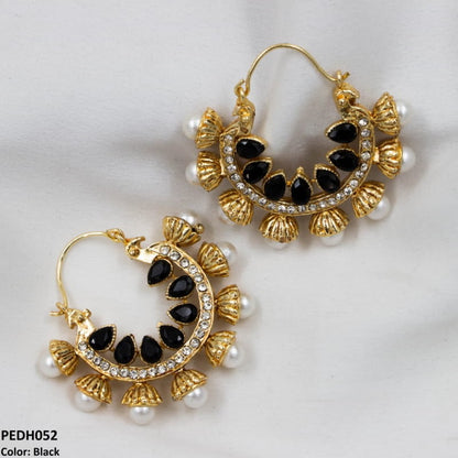 PEDH052 FRN Pear Temple Ear Hoops Pair - PEDH