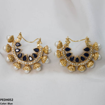 PEDH052 FRN Pear Temple Ear Hoops Pair - PEDH