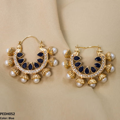 PEDH052 FRN Pear Temple Ear Hoops Pair - PEDH