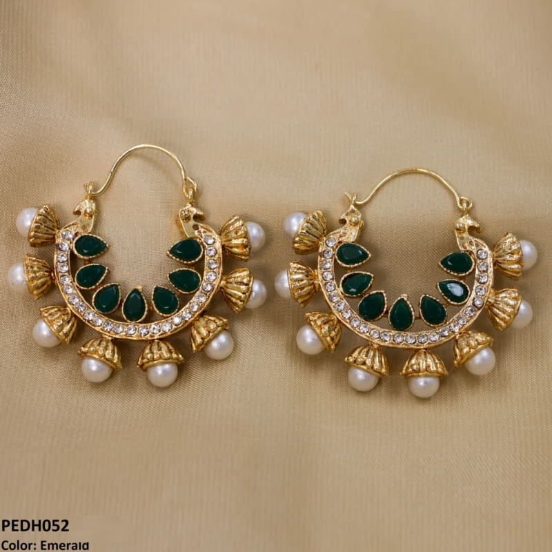 PEDH052 FRN Pear Temple Ear Hoops Pair - PEDH