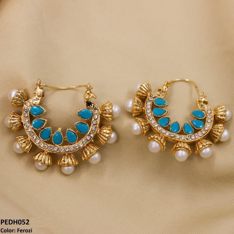 PEDH052 FRN Pear Temple Ear Hoops Pair - PEDH