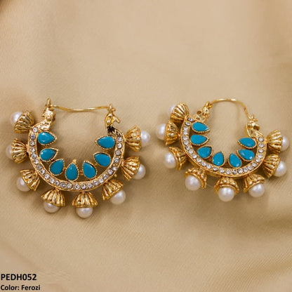 PEDH052 FRN Pear Temple Ear Hoops Pair - PEDH