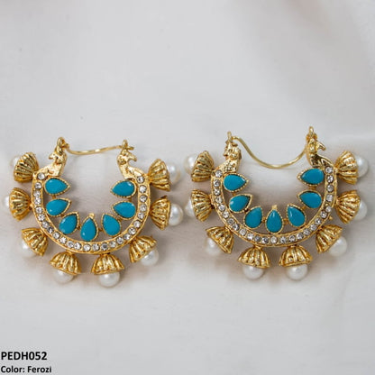 PEDH052 FRN Pear Temple Ear Hoops Pair - PEDH
