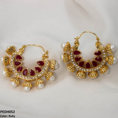 PEDH052 FRN Pear Temple Ear Hoops Pair - PEDH
