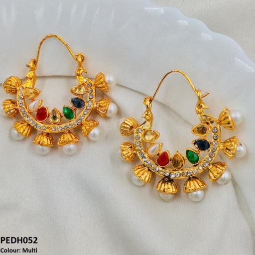 PEDH052 FRN Pear Temple Ear Hoops Pair - PEDH