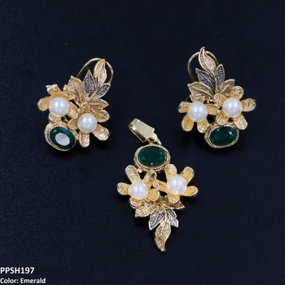 PPSH197 MZM Flower Leaf's Pendant Set - PPSH