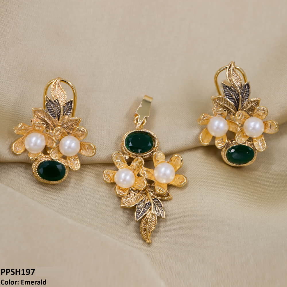PPSH197 MZM Flower Leaf's Pendant Set - PPSH