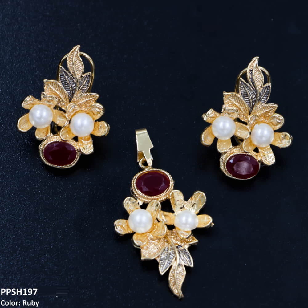 PPSH197 MZM Flower Leaf's Pendant Set - PPSH