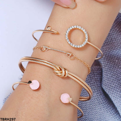 TBRH297 LQP Layer Knot D-link 4 Hand Cuff & Bracelet - CBRH