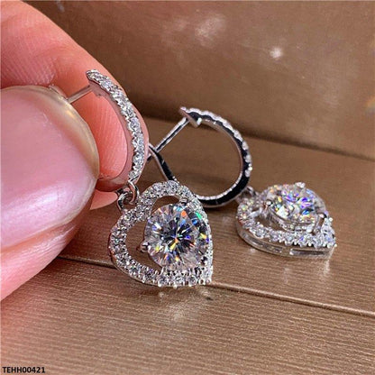 TEHH00421 CSH  Heart Drop Round Hoops Pair - TEHH
