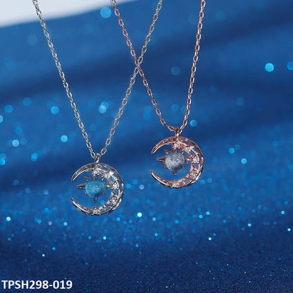 TPSH298 XST Moon/Aqua Curb Chain Pendant - CPSH