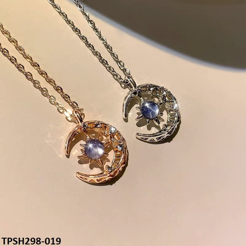 TPSH298 XST Moon/Aqua Curb Chain Pendant - CPSH