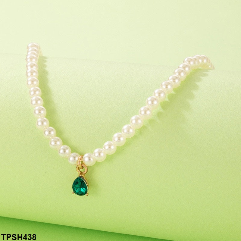 TPSH438 YYE Pear Pendent With Pearl Chain - CPSH