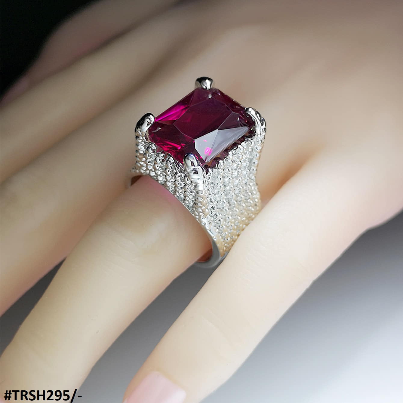 TRSH295 KYC Redish Cathedral Ring - TRSH
