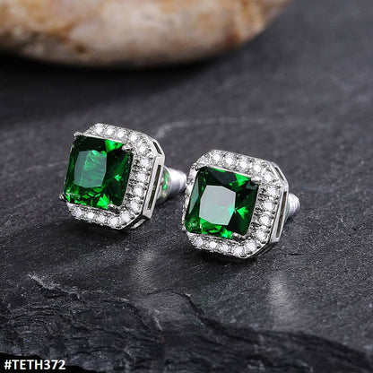 TETH372 CSH Square Stud Zircon Pair - TETH