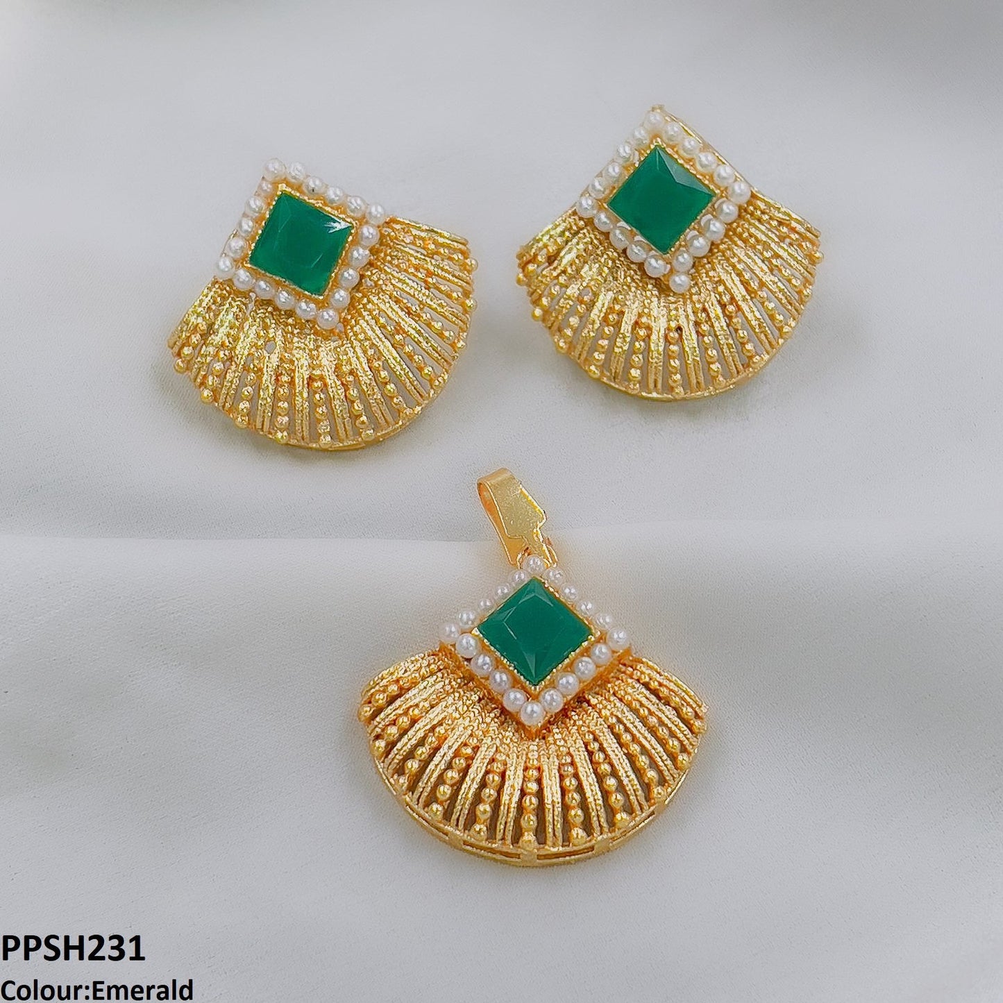 PPSH231 MZM Pearl Square Pendant Set - PPSH