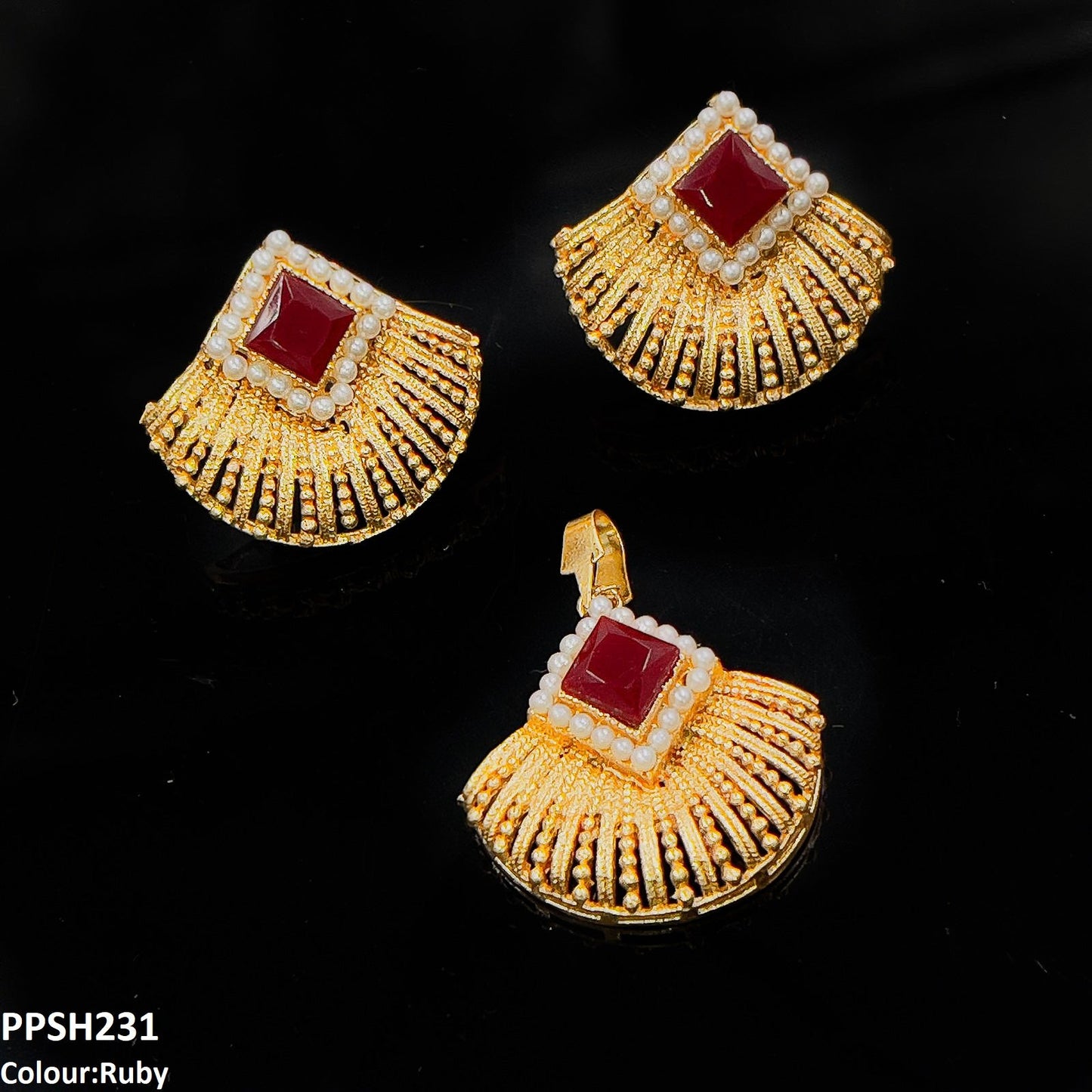 PPSH231 MZM Pearl Square Pendant Set - PPSH