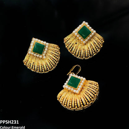 PPSH231 MZM Pearl Square Pendant Set - PPSH