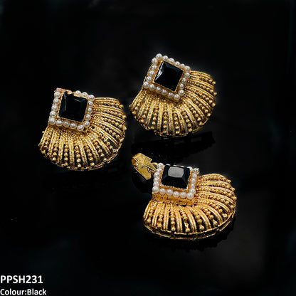 PPSH231 MZM Pearl Square Pendant Set - PPSH
